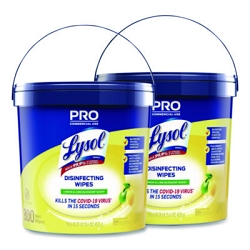 LYSOL® Brand Professional Disinfecting Wipe Bucket, 1-Ply, 6 x 8, Lemon and Lime Blossom, White, 800 Wipes/Bucket, 2 Buckets/Carton  (RAC99856CT)